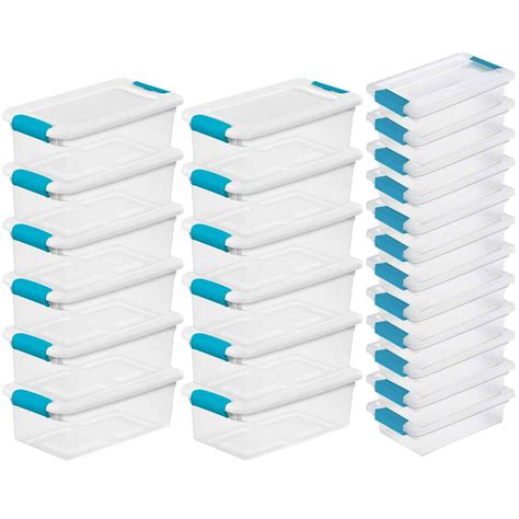 Sterilite Small Clip Box, Stackable Storage Bin With 